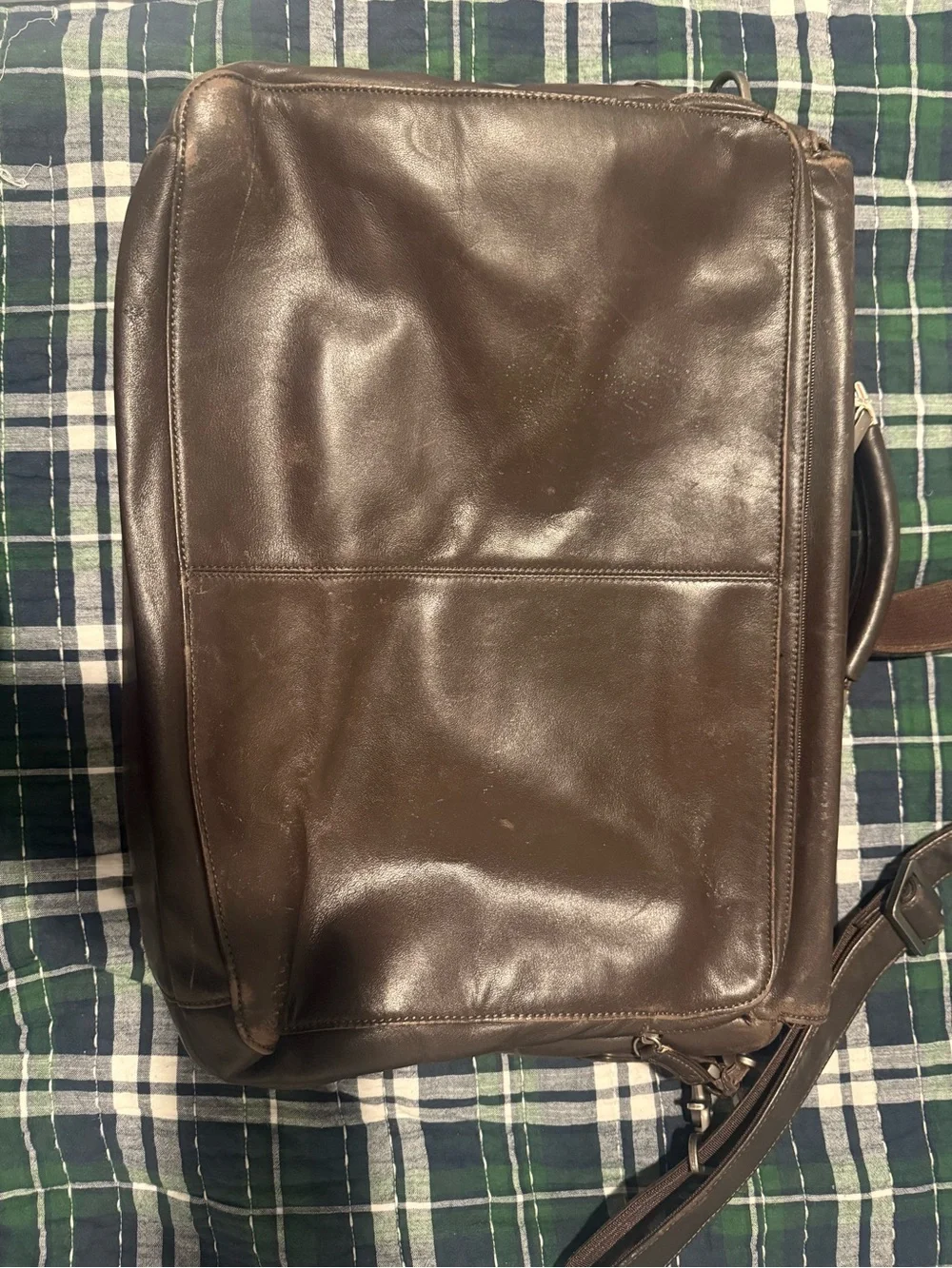 Calvin Klein Brown Leather Briefcase Messenger Bag